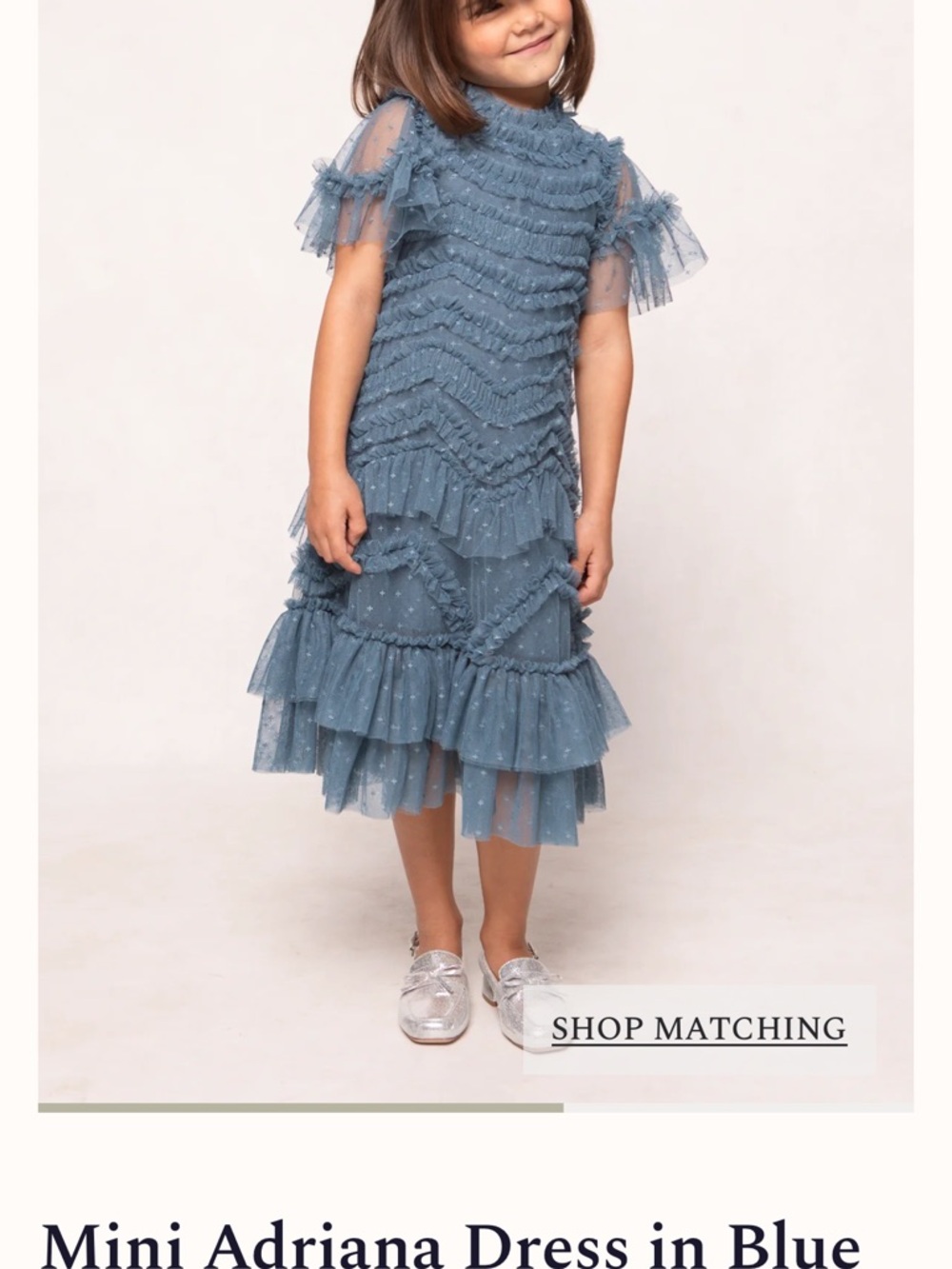 Ivy City Co Mini Adriana Dress in Dusty Blue